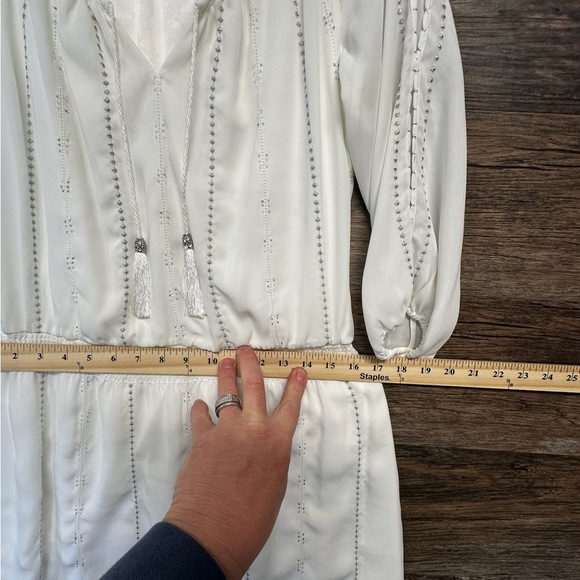 White House Black Market Cream White Off-the-Shoulder Bishop Sleeve Sundress - Picture 8 of 16